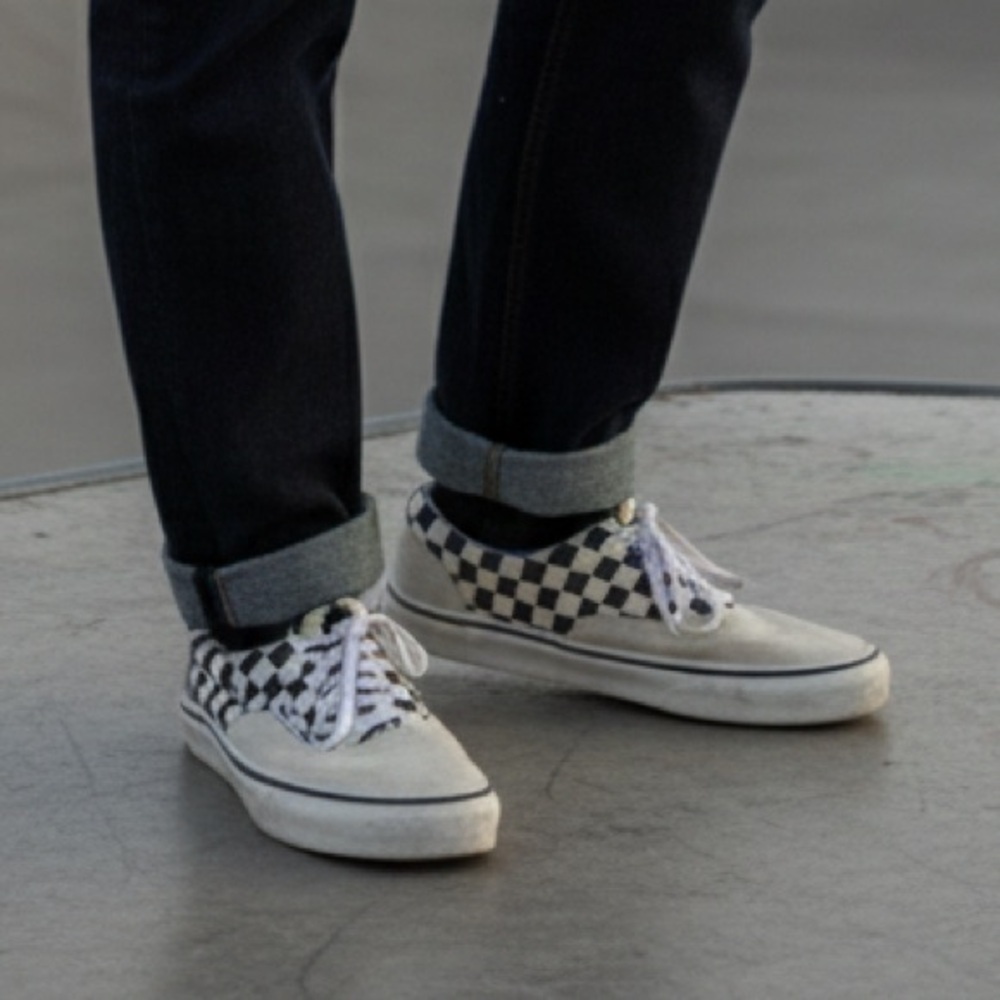 Vans Era Primary Black Checkered and Cream Checker Suede Canvas Sneaker M 7.5 W9